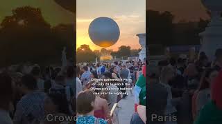 Crowds Watch Olympic Cauldron Balloon Rise Into Paris Sky [upl. by Joliet139]