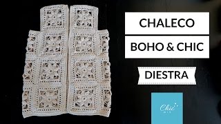 CHALECO A CROCHET CON GRANNY SQUARE  DIESTRA  CHIC DIY [upl. by Ricoriki]