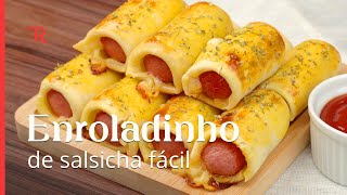 Enroladinho de salsicha com massa de pastel super fácil de fazer e fica delicioso [upl. by Sosthena]