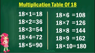 Table of 18Learn Multiplication Table of 1818 TableMaths TablesMultiplication TablesMaths Table [upl. by Ocirred]