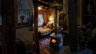 Sleep in a Cozy Snowy Cabin  Winter Ambience with Crackling Fireplace Sounds and Relaxing Snow [upl. by Artapoelc]