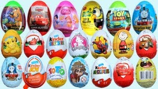 20 Surprise Eggs Kinder Surprise Cars 2 Thomas Spongebob Disney Pixar [upl. by Sualohcin]