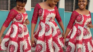 How to cut and sew a panel off shoulder dress PART 2 The CONCLUDING partthe needle woman [upl. by Anirtac]