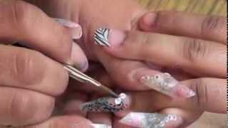 Acrylic Nail art 3D flower Design beginner [upl. by Deeanne]