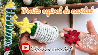 Espiral a crochet Pino🎄de Navidad y NOCHEBUENA decoración a crochet para Navidad [upl. by Oretos]