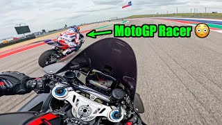 MotoGP RIDER MEETS STREET HOOLIGAN 😳  BMW M1000rr amp Ducati Panigale V4 SP2 COTA Track Day [upl. by Volotta9]