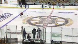 9 year old kid hockey phenom scores amazing goal before Bruins game in penalty shot shootout contest [upl. by Ahsenrad]