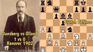 Isidor Gunsberg vs Adolf Georg Olland  DSB Congress Hanover 1902 chess [upl. by Aneerbas275]