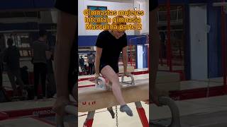 ¡Gimnastas mujeres intentan gimnasia masculina Pt 2 Arzones 😵 gymnastics shorts [upl. by Sldney]