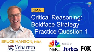 GMAT Critical Reasoning Strategies  Boldface Questions [upl. by Ynej]