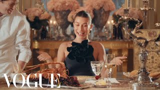 Hailey Bieber Eats 10 Traditional French Dishes  Mukbang  Vogue India [upl. by Zuzana]