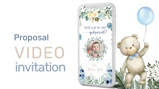 Godparents Proposal  Be My GodmotherGodfather Digital video proposal godmother videoinvitation [upl. by Lemhar]