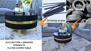 DIY RECYCLING OLD CAR TIRE IDEA HOW TO RECYCLE OLD CAR TIRE INTO FLUTED COFFEE TABLE [upl. by Icyaj]