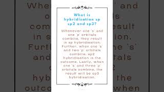 What is hybridization sp sp2 and sp3mishrachemistryeducation8749 [upl. by Yensehc362]