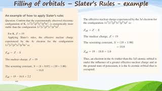 Unit 1 Slides 6267 Slaters Rules [upl. by Irpak]