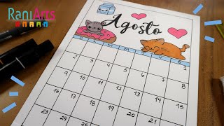 DIY  CALENDARIO DE AGOSTO  Diario bullet journal organización [upl. by Martinson]