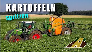 Kartoffelanbau spritzen mit Traktor Fendt Amazone Spritze Landwirtschaft Potato cultivation Germany [upl. by Carey]