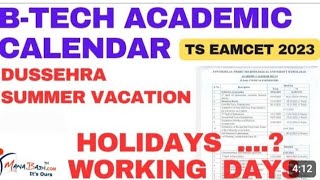 JNTUH BTECH 1ST YEAR SEM 1 SEM2 ACADEMIC CALENDARBTECH ACADEMIC CALENDAR [upl. by Rexanne]