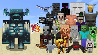 Warden vs Every mob in Minecraft Bedrock Edition  Minecraft 119 Warden vs All Mobs [upl. by Aivatra]