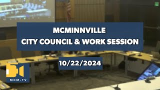 McMinnville City Council and Work Session 10222024 [upl. by Christabelle799]