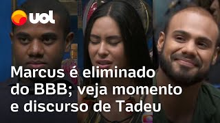 BBB 24 Marcus Vinicius é eliminado com 8486 vídeo mostra discurso de Tadeu Schmidt e reações [upl. by Mcallister]