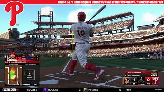 MLB The Show 24  Philadelphia Phillies vs San Francisco Giants  Game 34 [upl. by Hailat559]