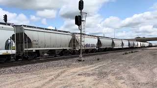 BNSF SD70ACe leads a WB sand train through Dilworth MN [upl. by Idram]