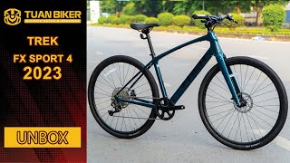 Trek FX SPORT 4 2023 Unbox  Hybrid bike with Carbon frame  TUANBIKER [upl. by Lyell]