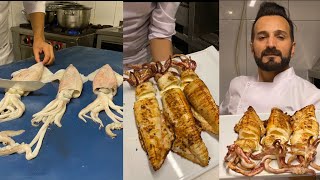 CALAMARİ GRİLL AND SEABASS SPECİAL 🦑🐟 by chef faruk GEZEN  kalamar ızgara tarifi faruk şef [upl. by Threlkeld]