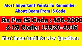 Most Important Points To Remember About Beam From IS Code 139202016 IS Code 4562000 [upl. by Ahsinroc]