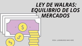 4LEY DE WALRAS EQUILIBRIO DEL MERCADO [upl. by Weasner]