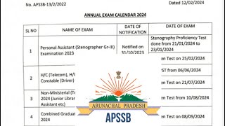 APSSB ANNUAL CALENDAR 2024 [upl. by Svoboda]