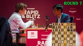 NICE KID Magnus Carlsen vs Praggnanandhaa  Superbet Poland Rapid 2024  R7 [upl. by Iccir]