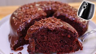 FEITO NA AIR FRYER EM MENOS DE 30 MINUTOS BOLO DE CHOCOLATE COM BRIGADEIRO FOFINHO [upl. by Lichter]