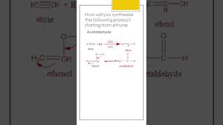 SYNTHESIS OF ACETALDEHYDE AND BENZENE STARTING FROM ETHYNE chemistry organicchemistry reactions [upl. by Koball14]