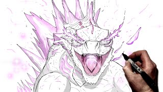 How To Draw Super Charging Godzilla  Step By Step  G X K New Empire [upl. by Natsyrt899]