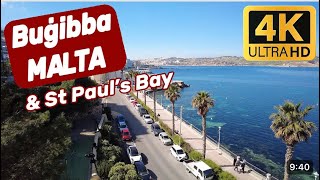 MALTA Walking Tour 4K  Bugibba amp St Pauls BayAll Restaurants Shops EUROPE 2024 [upl. by Runkel370]