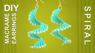 Macrame Spiral Earrings  DIY Tutorial [upl. by Anailuy144]