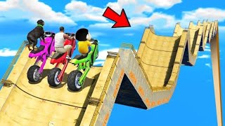 SHINCHAN AND FRANKLIN TRIED THE ZIGZAG UPDOWN MEGA RAMP PARKOUR CHALLENGE GTA 5 [upl. by Ahsiral]