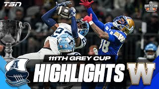 Toronto Argonauts vs Winnipeg Blue Bombers  111th Grey Cup Highlights [upl. by Emmalynne]