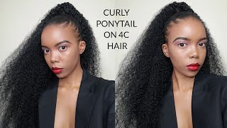 R20137 SLEEK HIGH CURLY PONYTAIL ON SHORT 4C HAIR BRAIDING HAIRSOUTH AFRICAN YOUTUBER [upl. by Su]