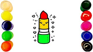 Сute Little Lipstick 💄💕  Fun Beauty Coloring for Kids [upl. by Cacilia]