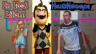 Hello Neighbor in Real Life Squishy Scavenger Hunt Game in Huge Box Fort Maze [upl. by Ahsetra]