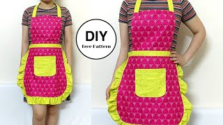 FREE PATTERN😍 Diy sew Cute Apron  Easy Sewing Tutorial for Beginner [upl. by Itch]