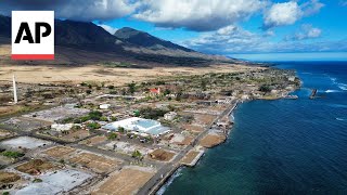 Drone video shows progress thats been made in Hawaii wildfire burn zone [upl. by Navinod490]