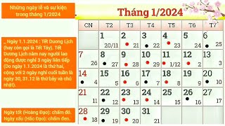 Lịch âm tháng 1 năm 2024 Lịch âm hôm nay Lịch vạn niên 2024 Ngày tốt xấu tháng 12024 [upl. by Laumas867]