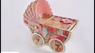 Scrapbooking Bomboniera carrozzina  Birth Party Favor Pram [upl. by Noraed]