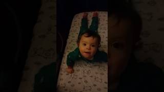 Betsy does her bouncing at bedtime in her Christmas PJs downsyndromebaby 2yearsold happygirl [upl. by Summons894]