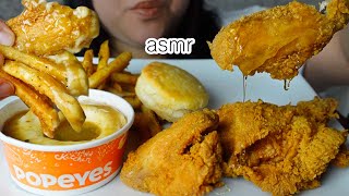 ASMR POPEYES CRISPY CHICKEN DIPPED IN MASHED POTATO amp GRAVY YUM [upl. by Krishnah]