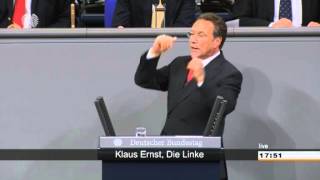 Klaus Ernst DIE LINKE Mindestlohn Sozialdemokratisches Vorzeigeprojekt wird zum Rohrkrepierer [upl. by Haraz]